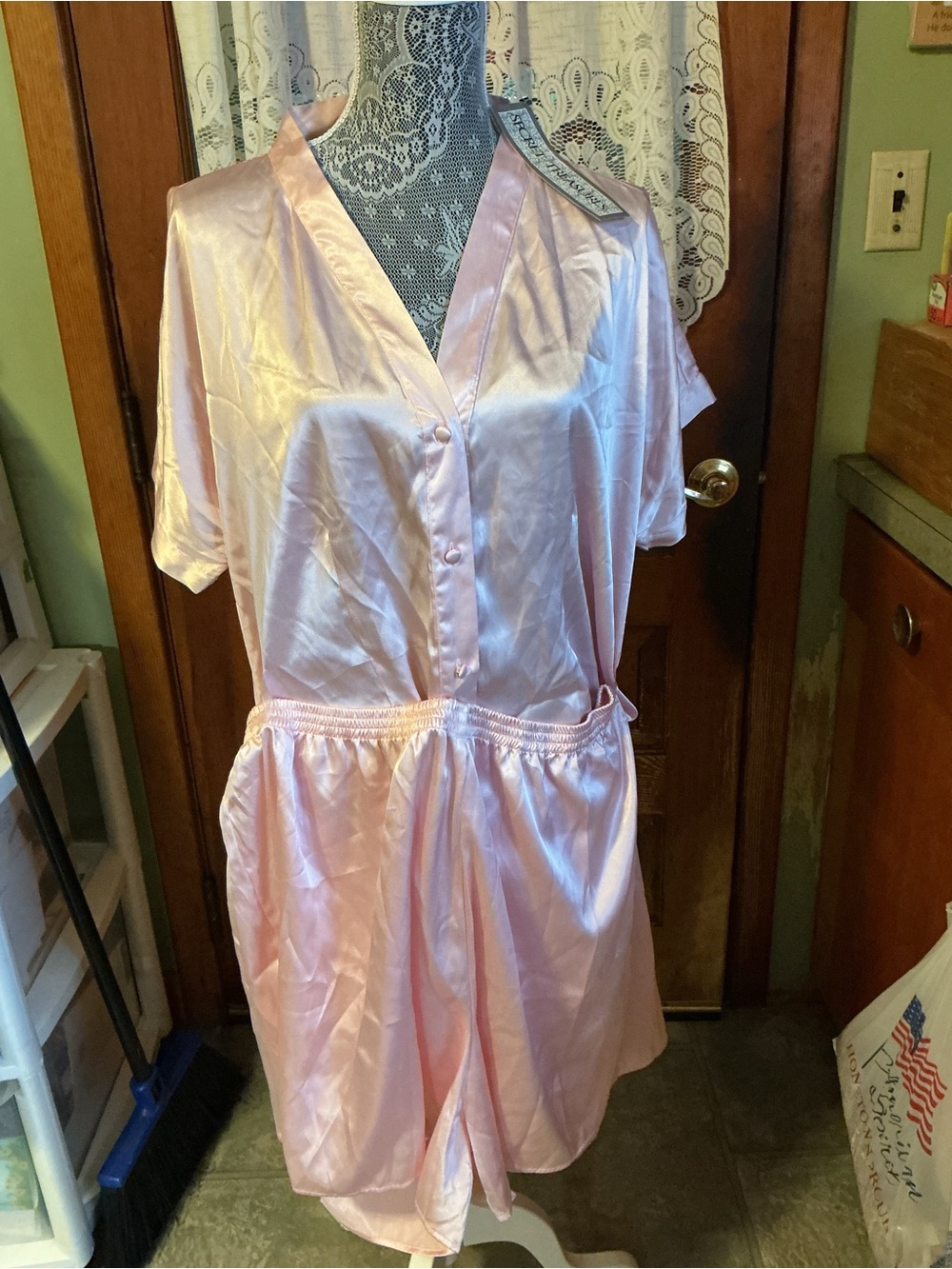 Silky Pink Short Sleeve Satin two piece shorts - Women Intimates & Sleepwear